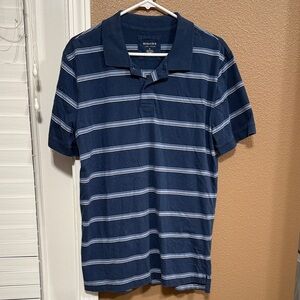 🥳 7/$10!! Sonoma Men's Blue Polo with Light Gray Stripes